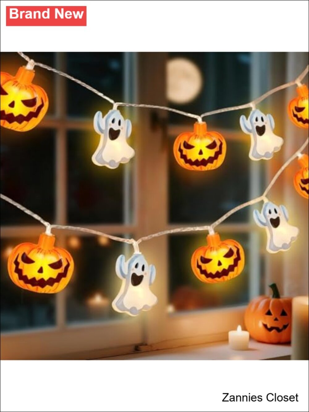 👻 Halloween String Lights 4.9 FT 10 LED Pumpkin Ghost Decor 8 Modes Waterproof